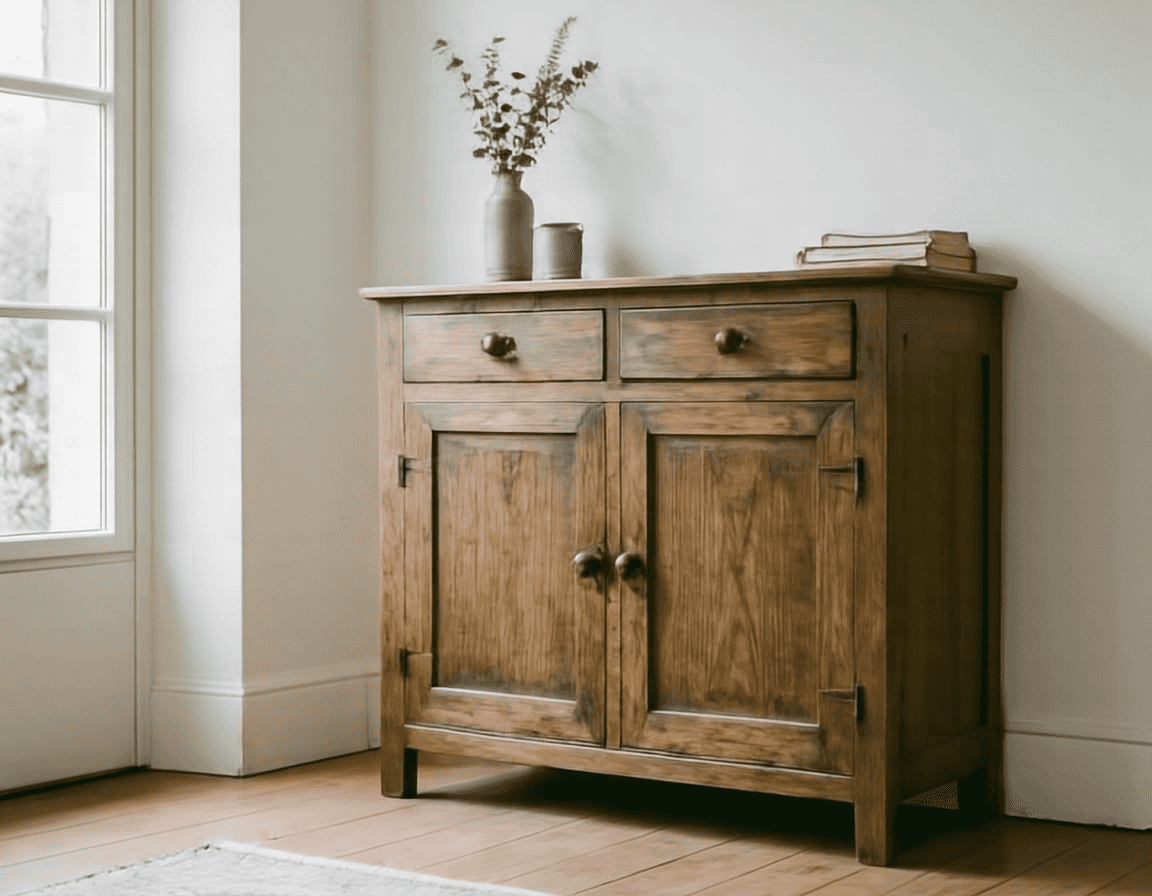 Restauriertes Massivholz-Buffet mit erhaltener Patina