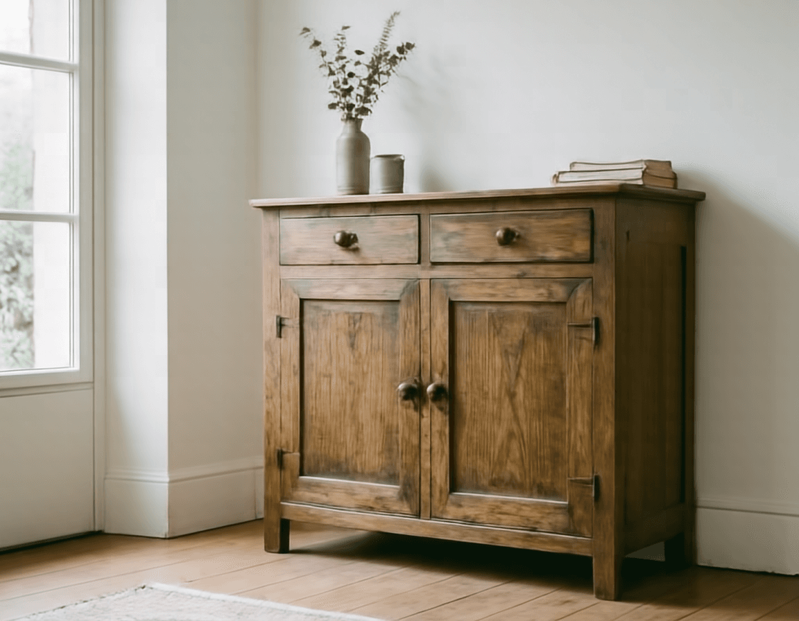 Restauriertes Massivholz-Buffet mit erhaltener Patina